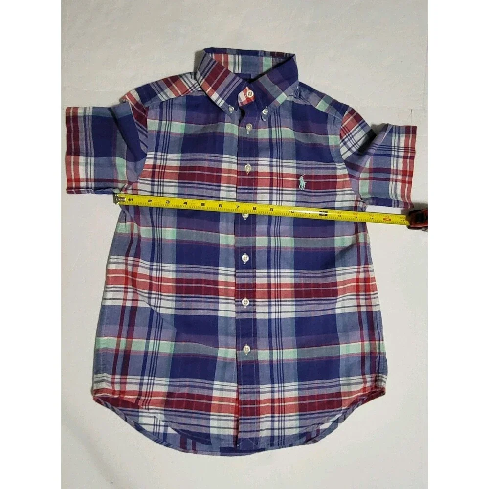 (#7) Ralph Lauren Boys Multicolor Size S/P (8) Plaid Short Sleeve Button Down